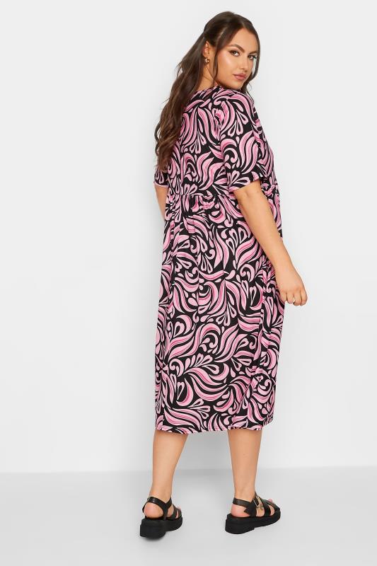 YOURS Curve Pink Swirl Print Midaxi Smock Dress 3