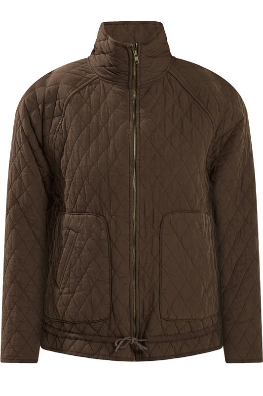 YOURS Plus Size Chocolate Brown Lightweight Quilted Jacket | Yours Clothing 5
