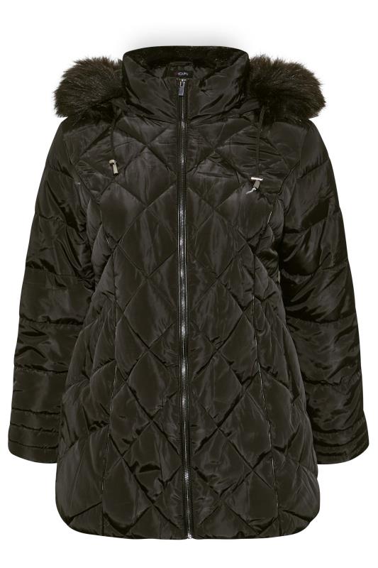 Plus Size Black Panelled Puffer Jacket | Yours Clothing 7