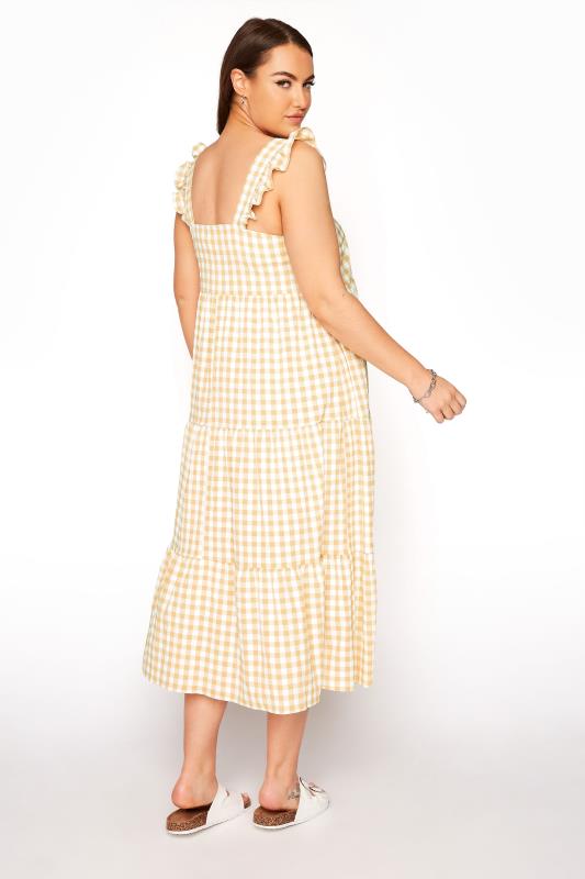 YOURS LONDON Curve Yellow Gingham Frill Dress 3