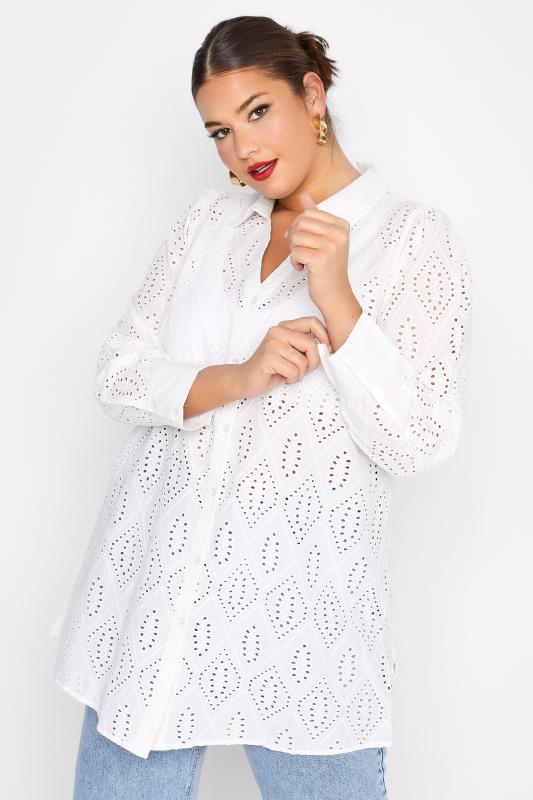 Plus Size  LIMITED COLLECTION Curve White Broderie Anglaise Shirt
