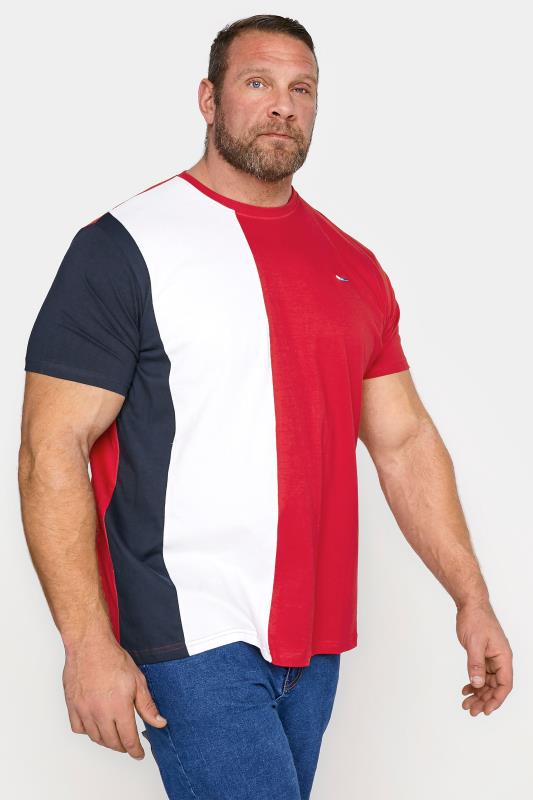 BadRhino Big & Tall Red Cut & Sew Panel Stripe T-Shirt 1