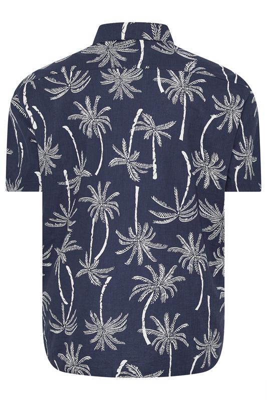 BadRhino Big & Tall Navy Blue Palm Tree Print Short Sleeve Shirt | BadRhino 7