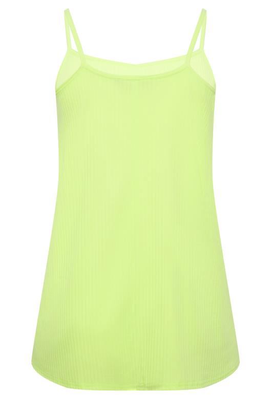 YOURS Curve Plus Size Lime Green Ribbed Swing Cami Vest Top | Yours Clothing  7