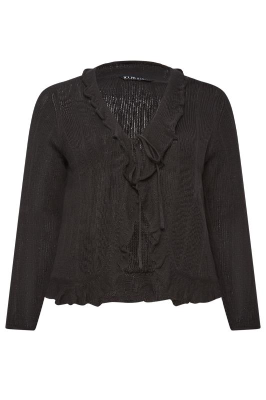 YOURS Plus Size Black Frill Tie Cardigan | Yours Clothing 6