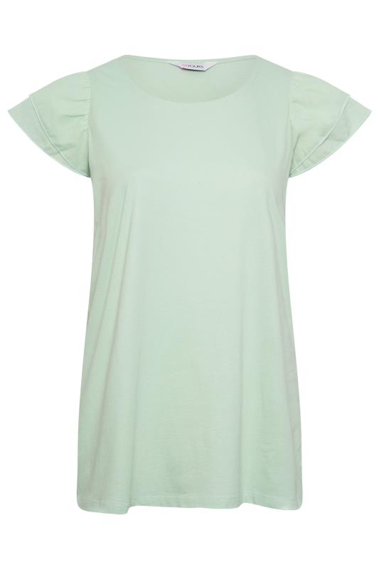 YOURS Plus Size Mint Green Frill Sleeve T-Shirt | Yours Clothing 7