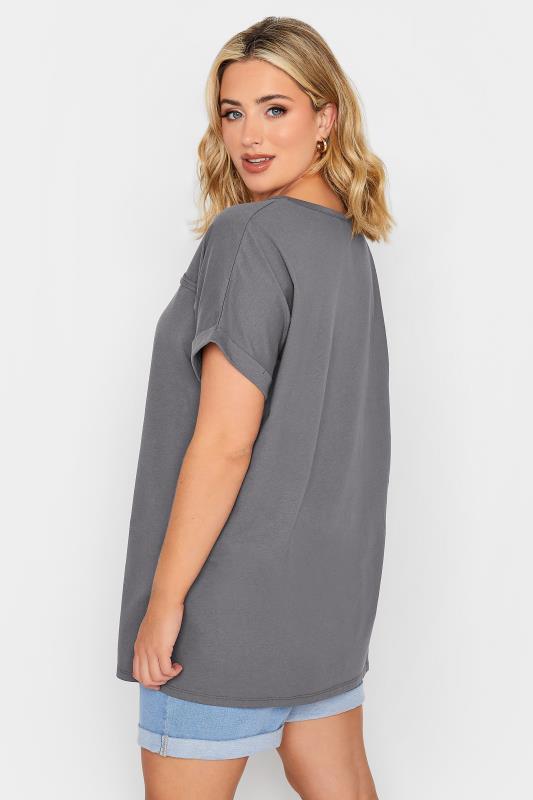 YOURS Curve Grey Cut Out T-Shirt | Yours Clothing 3