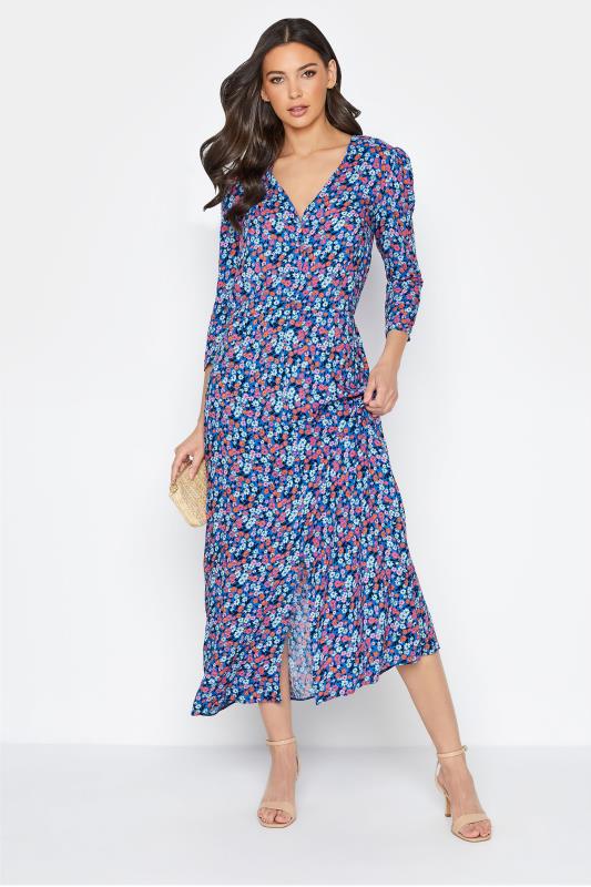 LTS Tall Blue Floral Print Midaxi Tea Dress 2