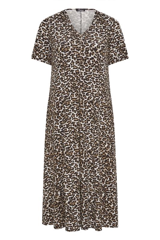 LIMITED COLLECTION Curve Brown Leopard Print Pleat Front Maxi Dress 6