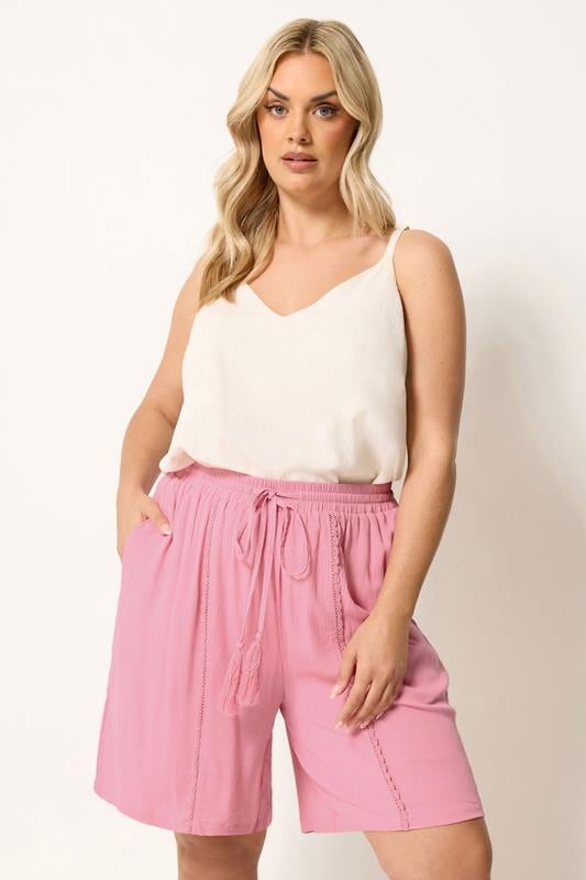  YOURS Curve Pink Tassel Shorts