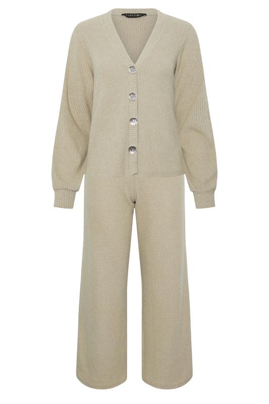 PixieGirl Petite Women's Set Sage Green Ribbed Top & Wide Leg Trousers | PixieGirl 9