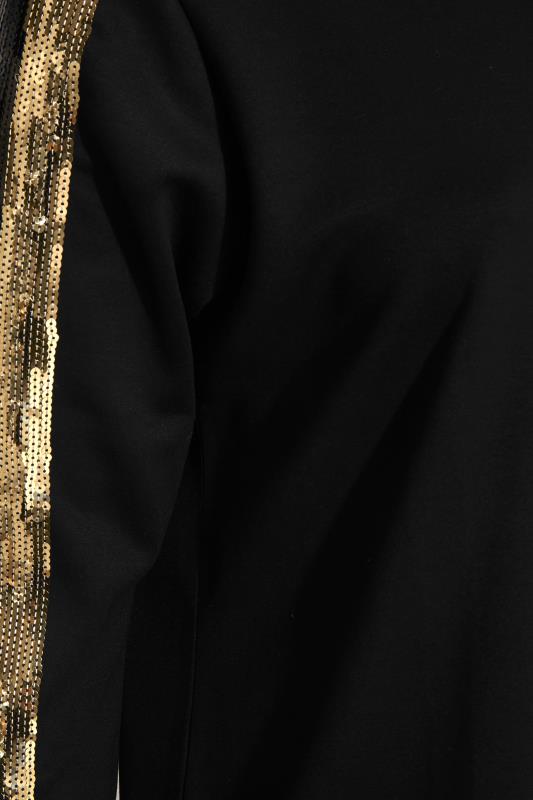 Plus Size Black Sequin Stripe Half Zip Sweatshirt | Yours Clothing 5