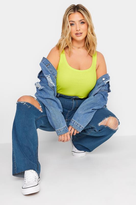 Plus Size Mid Blue Ripped Wide Leg Jeans | Yours Clothing 4