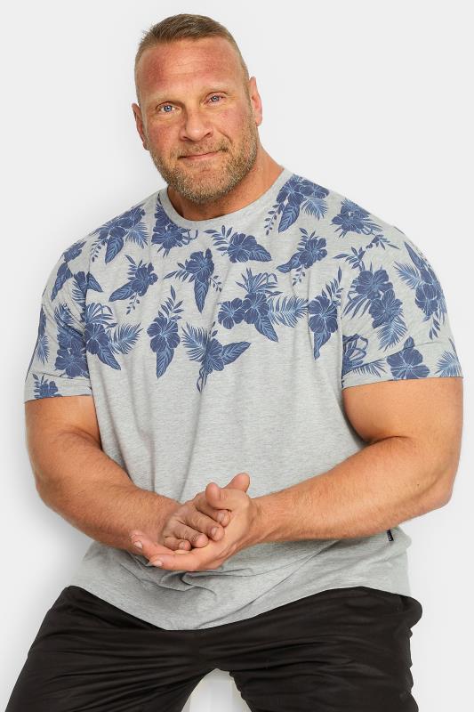 Men's  BadRhino Big & Tall Grey Hawaiian Print T-Shirt