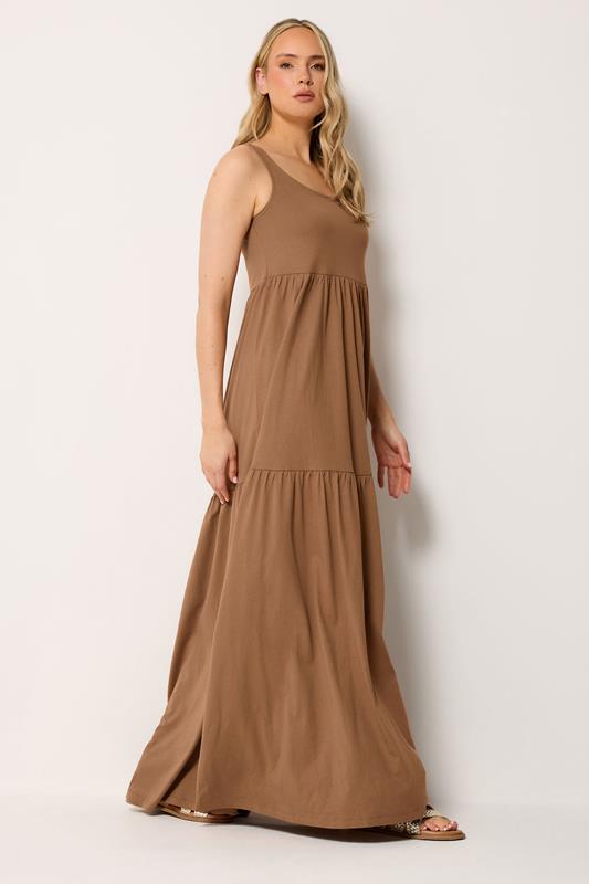 LTS Tall Women's Mocha Brown Tiered Cotton Maxi Dress | Long Tall Sally  2