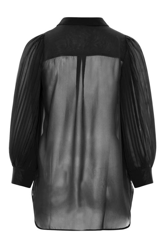 Plus Size YOURS LONDON Black Pleat Sleeve Mesh Shirt | Yours Clothing 7
