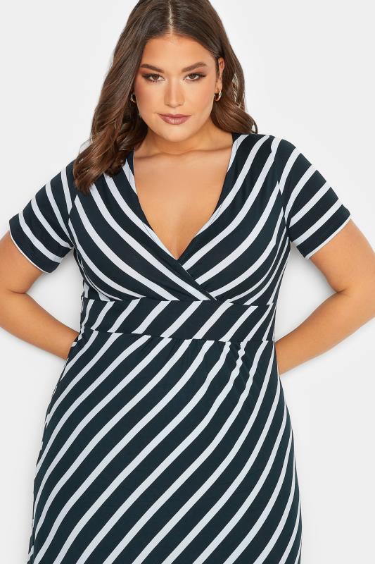 YOURS Plus Size Navy Blue Stripe Print Swing Dress | Yours Clothing 4