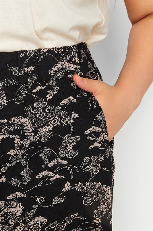 YOURS Curve Black & Cream Floral Print Culottes | Yours Clothing 3