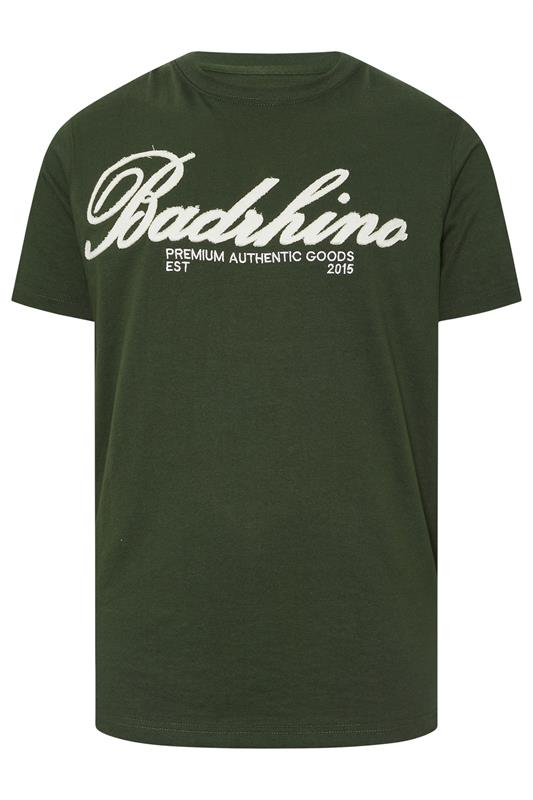 BadRhino Big & Tall Dark Green Embroidered Script T-Shirt | BadRhino 6