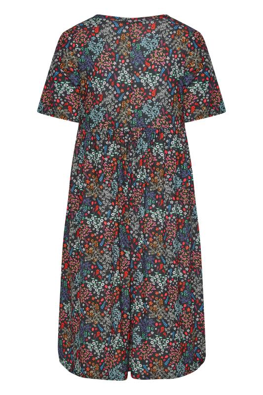LIMITED COLLECTION Plus Size Black Floral Print Smock Dress | Yours Clothing 7