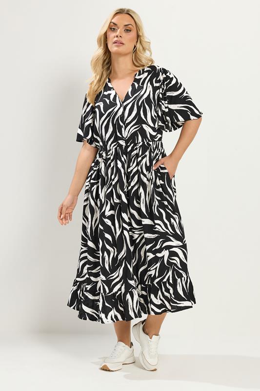 YOURS Plus Size Black Zebra Print Maxi Dress | Yours Clothing 1