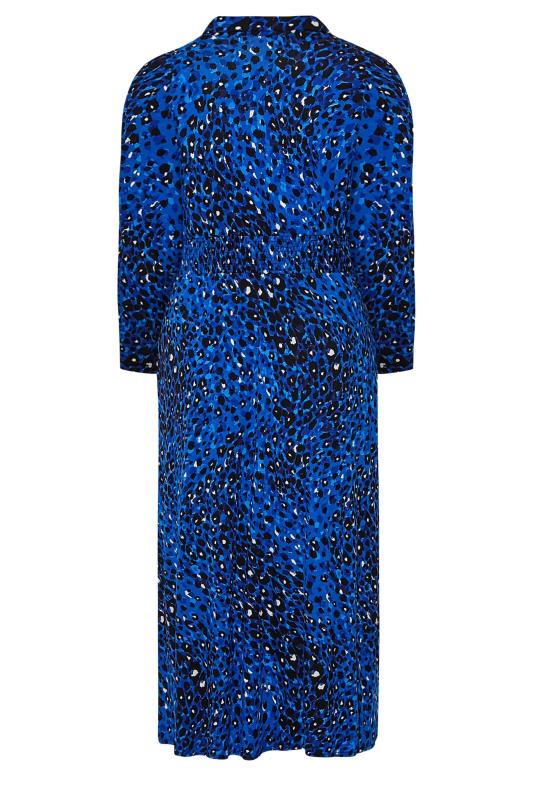 YOURS LONDON Plus Size Blue Animal Print Shirred Waist Dress | Yours Clothing 7