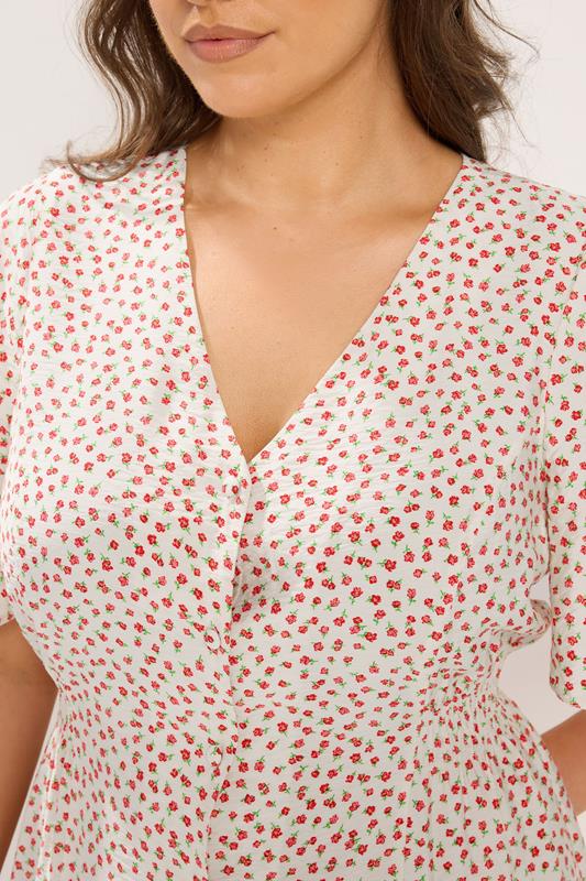 YOURS Plus Size Ivory White Floral Tea Dress | Yours Clothing 4