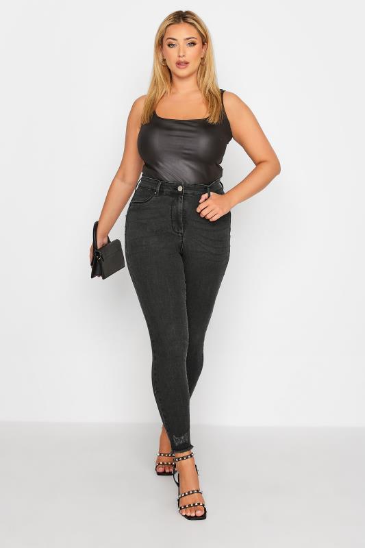 Plus Size Black Distressed AVA Lift and Shape Skinny Jeans | Yours Clothing 2