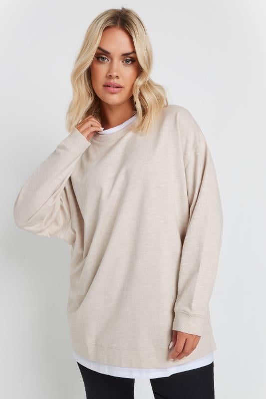 YOURS Plus Size Natural Brown 2-In-1 Jumper | Yours Clothing 1