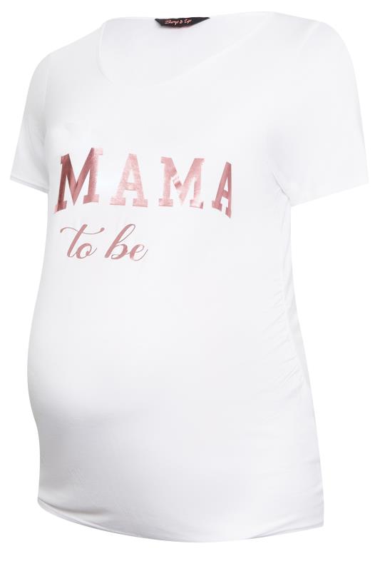 BUMP IT UP MATERNITY Plus Size White 'Mama To Be' Slogan T-shirt | Yours Clothing 5