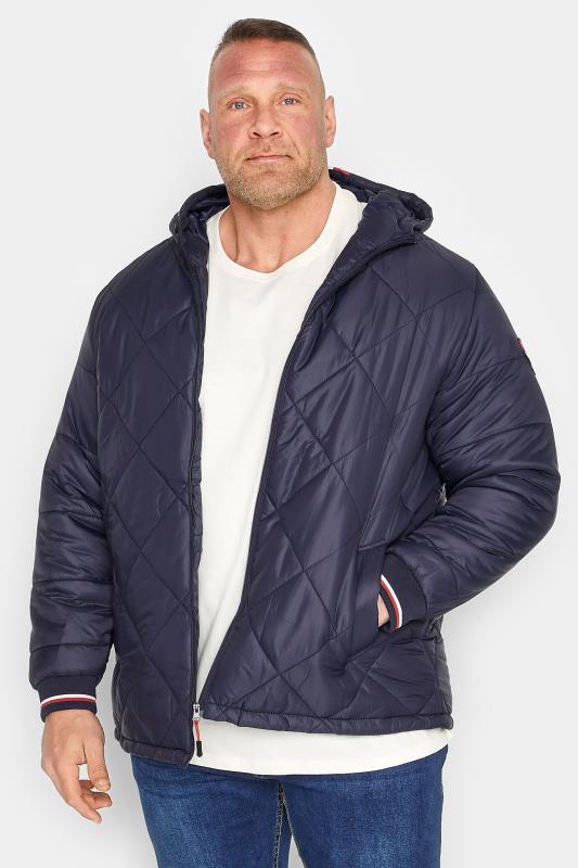 D555 Big & Tall Navy Blue Quilted Puffer Coat | BadRhino 1