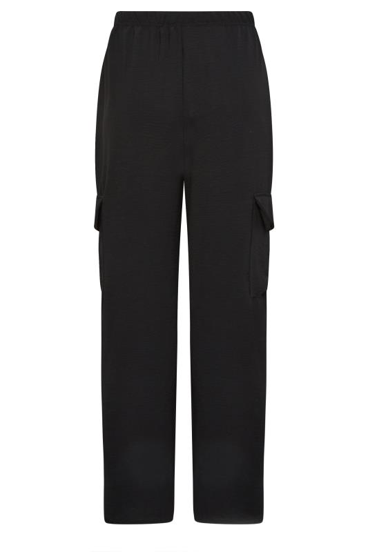YOURS Plus Size Black Wide Leg Crepe Cargo Trousers | Yours Clothing 6