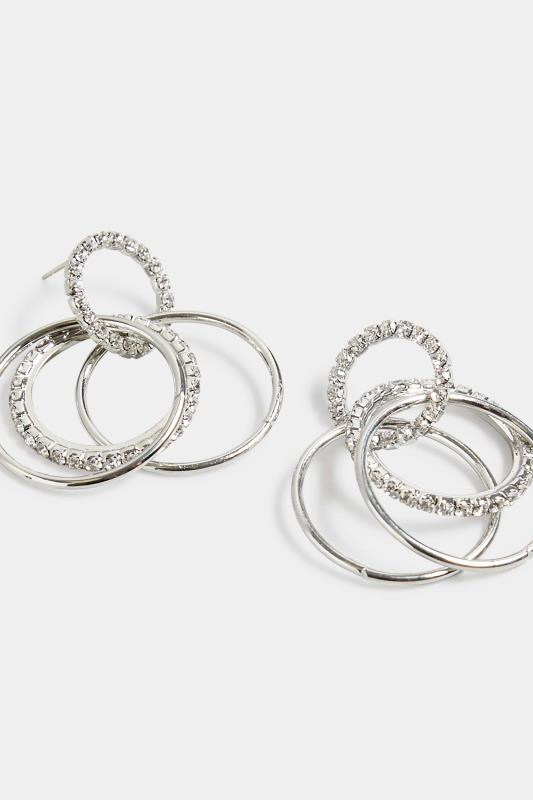 Silver Diamante Multi-Ring Earrings | Yours Clothing 3