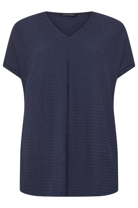 EVANS Plus Size Navy Blue Plisse Pleat Top | Evans 5