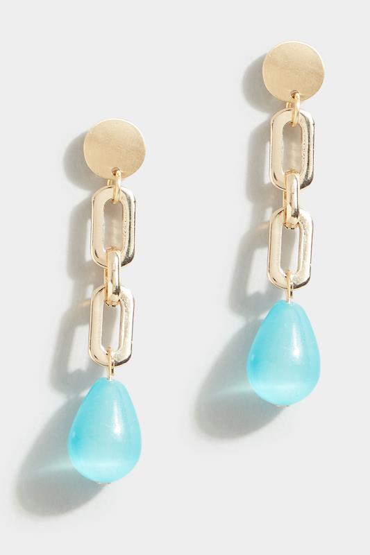 Gold Chain Stone Drop Earrings | Yours Clothing 2