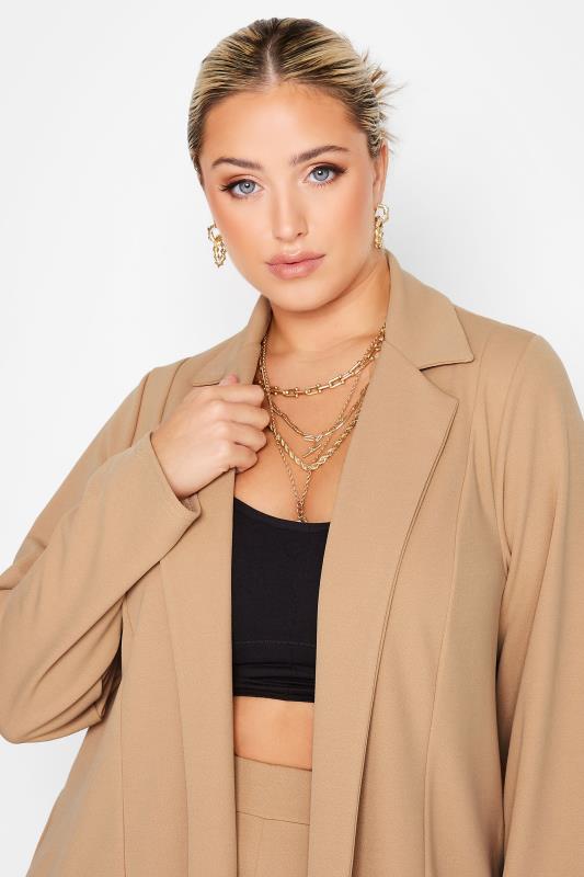 LIMITED COLLECTION Plus Size Camel Brown Longline Blazer | Yours Clothing 4
