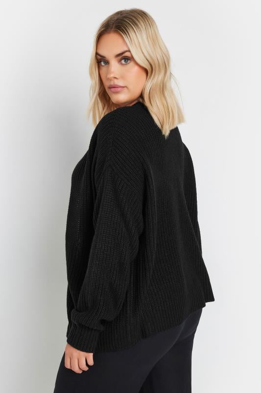 YOURS Plus Size Black Knitted Bomber Cardigan | Yours Clothing  4