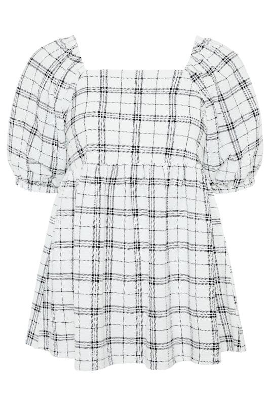 LIMITED COLLECTION Curve White Check Milkmaid Top 6