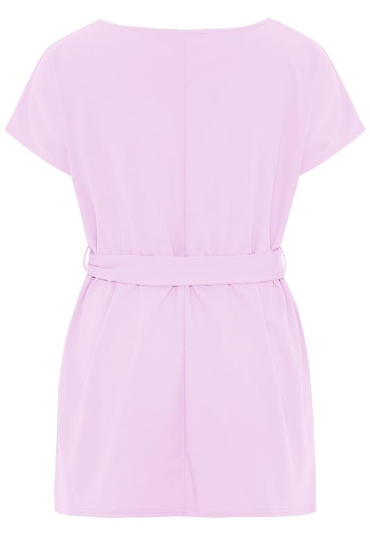 YOURS LONDON Curve Lilac Purple Batwing Belted Peplum Top_BK.jpg