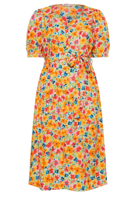 LIMITED COLLECTION Curve Orange Sweetheart Neckline Floral Print Tea Dress | Yours Clothing 6