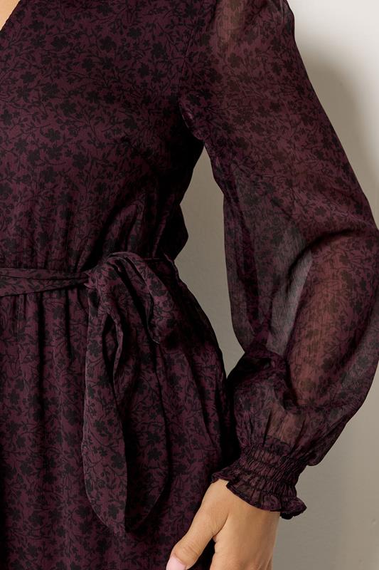 M&Co Petite Purple Ditsy Long Sleeve Midi Dress | M&Co  4