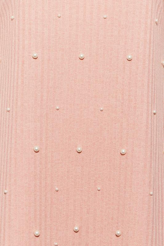 Plus Size Pink Pearl Embellished Split Hem Top | Yours Clothing 5
