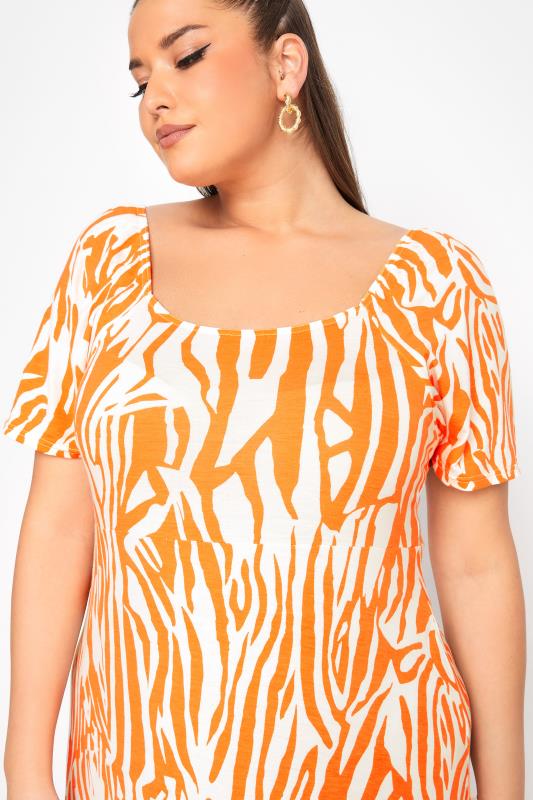 LIMITED COLLECTION Curve Orange Zebra Print Dress_D.jpg