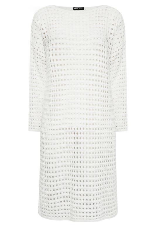 YOURS Curve White Crochet Midaxi Dress | Yours Clothing 6