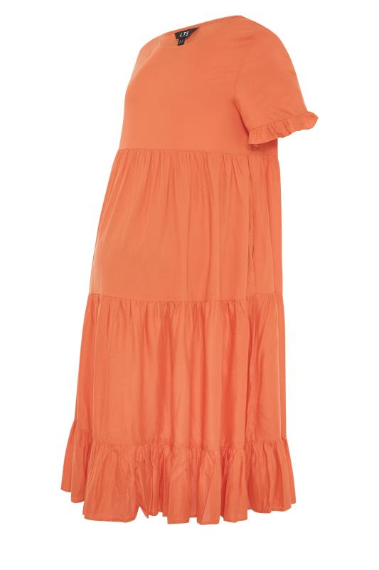 LTS Tall Orange Maternity Tiered Smock Dress_f.jpg