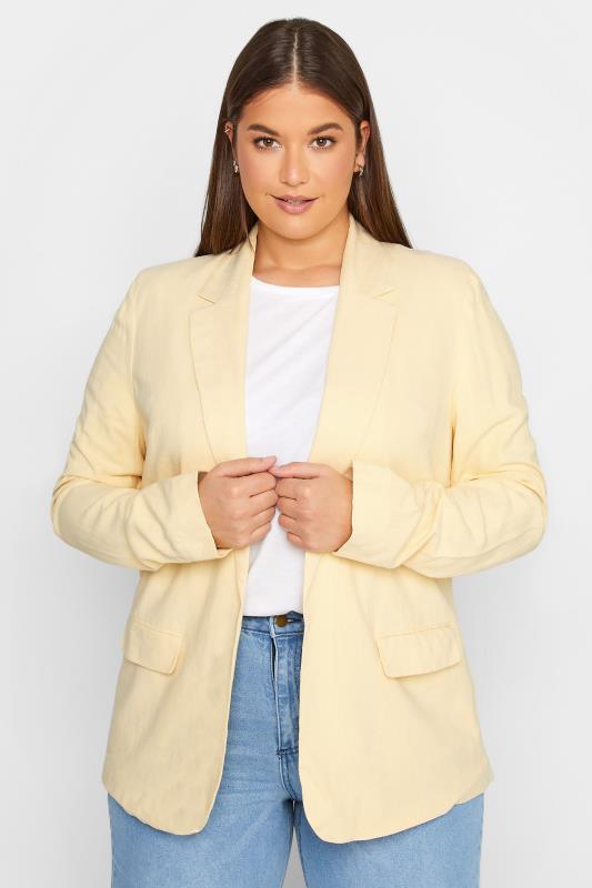 LTS Tall Women's Lemon Yellow Linen Look Blazer | Long Tall Sally  1