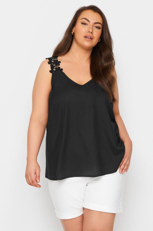 YOURS Plus Size Black Trim Cami | Yours Clothing 1