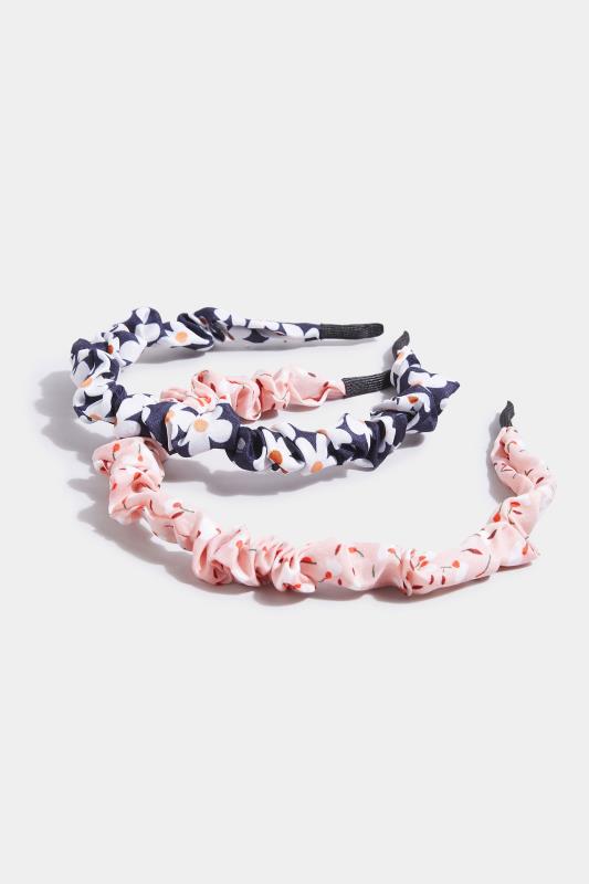2 PACK Pink & Navy Blue Floral Ruched Headbands_C.jpg
