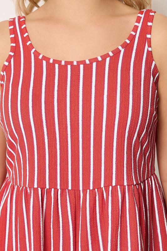 YOURS Plus Size Orange Stripe Textured Playsuit | Yours Clothing 4