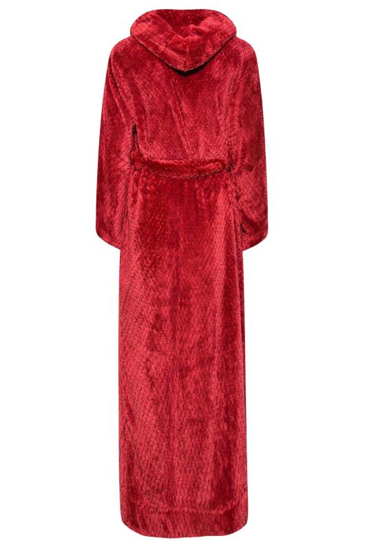 LTS Tall Women's Red Waffle Fleece Hooded Maxi Dressing Gown | Long Tall Sally 7